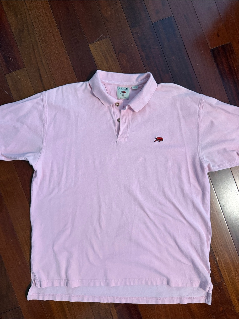 Perlis Pink Men’s Short-Sleeve Polo Crawfish Shirt 100%Cotton Size XL